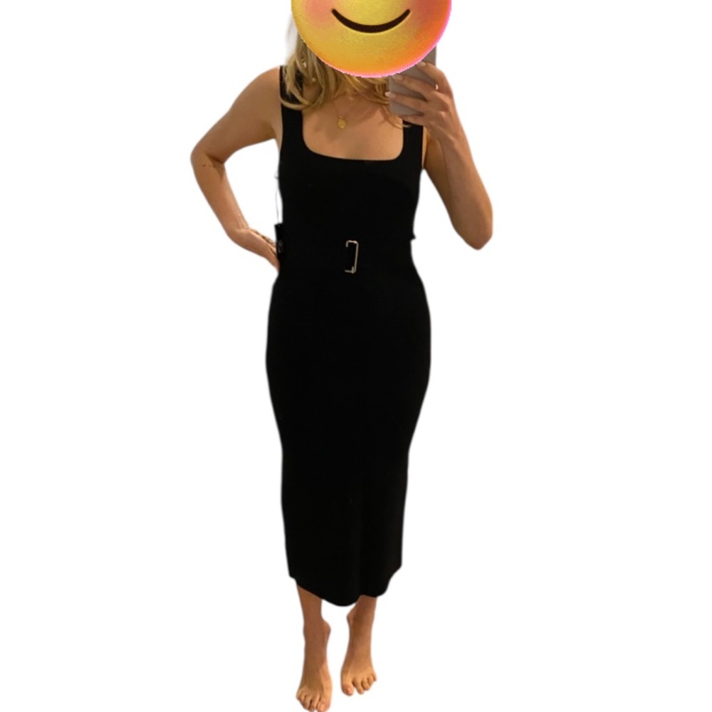 NICHOLAS Black Midi Dress with Belt